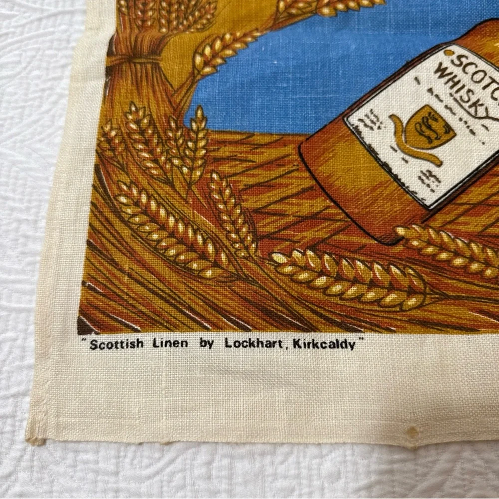 VTG (4) GLEN APPIN, Etc, Linen Cotton Tea Towel SCOTLAND Recipe‎ Whisky Assorted